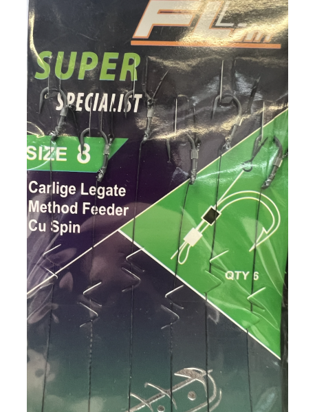 Carlige Legate FL Method Feeder Cu Spin 7mm Carlig Super Specialist 6buc/set