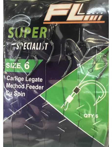 Carlige Legate FL Method Feeder Cu Spin 7mm Carlig Super Specialist 6buc/set