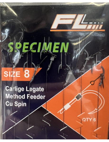 Carlige Legate FL Method Feeder Cu Spin 7mm Carlig Specimen 6buc/set